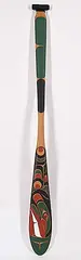Killerwhale by Trevor Hunt, 2001, painted wood paddle, sold Sep 2024