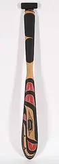 Traditional Raven by Trevor Hunt, 2001, painted wood paddle, sold Sep 2024