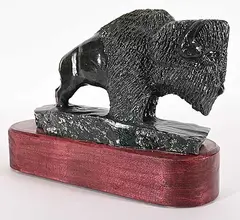 Arthur Jack, Buffalo, green stone carving