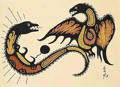 Joshim Kakegamic, Untitled - Eagle and Serpent, acrylic on paper
