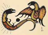 Joshim Kakegamic, Untitled - Eagle and Serpent, acrylic on paper
