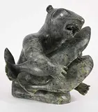 Phillip Kamikpakittuq, Seeing Double, green stone carving