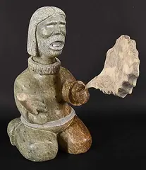 Jeff Kelly, Drummer, 2003, white stone carving