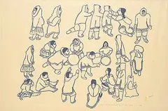 Hannah Kigusiuq, Waiting for the Drum Dance to Start #7/45, 1982, stonecut on paper