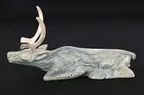 Annie Komek Kiguina, Caribou, light green stone and bone carving