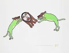 Janet Kigusiuq, A Frightened Spirit #40/50, 1973, colour stonecut and stencil on paper