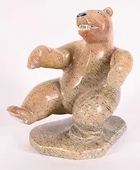 Eric Lester, Untitled - Solo Stance, 1993, light brown stone carving