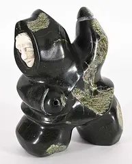 Manuel Lethbridge, Untitled - Hunter, green stone and bone carving