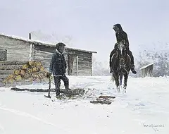 Michael Lonechild, Planning a Hunting Trip, acrylic on canvas
