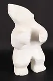 Louie Makittuq, Dancing Bear, white stone carving