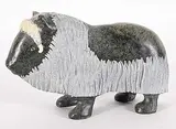 Peter John Mitchell, Musk-Ox, green stone and horn sculpture