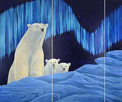 Untitled - Polar Bear Mural by Bill Nasogaluak, 2005, acrylic on wood board, sold Sep 2024