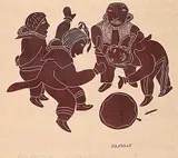 Agnes Nanogak, Dance of the Games #8/50, 1970, stonecut on paper