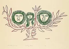 Agnes Nanogak, Smiling Willow #9/50, 1972, colour stonecut on paper