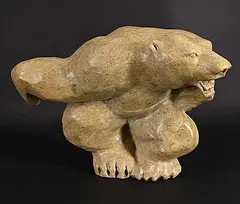 Eli Nasogaluak, Spirit Bear, 2008, yellow stone carving