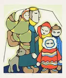 Daphne Odjig, Bundled and Ready #103/125, 1982, colour silkscreen on paper