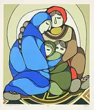 Daphne Odjig, Mother's Embrace #103/125, 1982, colour silkscreen on paper