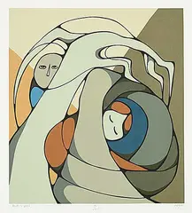 Daphne Odjig, Hide n Seek #45/125, 1981, colour silkscreen on paper