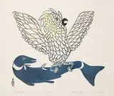 Pitseolak Ashoona, Owl with Fish #23/50