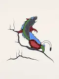 Tim Restoule, Weasel Hunting, acrylic on paper