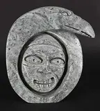 John Sabourin, Raven Bust, blue stone carving