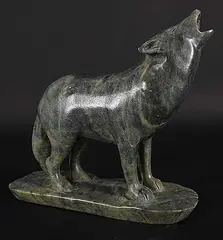 John Sabourin, Howling Wolf, 2007, green stone carving