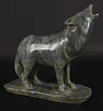 John Sabourin, Howling Wolf, 2007, green stone carving