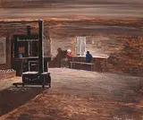 Allen Sapp, Grandma Watching Me Paint, 2010, acrylic on canvas