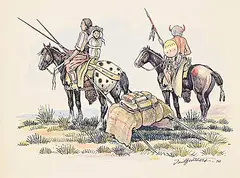 Gerald T. Tailfeathers, On the Move, 1970, pen, ink and watercolour on paper