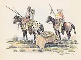Gerald T. Tailfeathers, On the Move, 1970, pen, ink and watercolour on paper