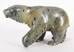 Derrald Taylor, Walking Bear, 2007, green stone carving