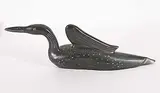 Johnny Tookalook, Untitled - Primping Loon, green and black stone carving