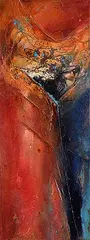 Barbara Akins, Untitled - Red and Blue Abstract, acrylic on paper