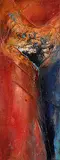 Barbara Akins, Untitled - Red and Blue Abstract, acrylic on paper