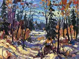 Rod Charlesworth, Autumn Glade, oil on wood board