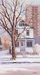 Joe Haire, Near the General Hospital, 1980, oil on wood board