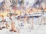 Jerry Heine, Birch Trees, watercolour on paper