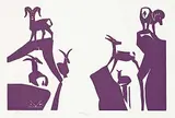 The Big Horns #44/100 by Illingworth Kerr, 1989, lino block on paper, sold Sep 2024