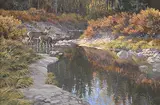 Isabel Levesque, Ravine Shadows, 1988, acrylic on wood board
