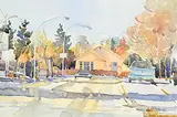 Joanna Moore, Pink House on 142nd, watercolour on paper