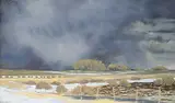 Hillary Prince, Rain Near Red Deer, 1988, oil on paper