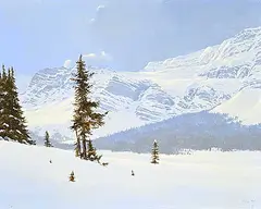 Ted Raftery, Crowfoot Glacier [Bow Lake], 1990, acrylic on wood board