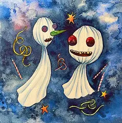 Joseph Anderson, Two Ghosts Talking, 2024, watercolour on paper