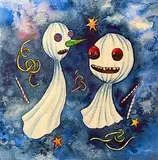 Joseph Anderson, Two Ghosts Talking, 2024, watercolour on paper