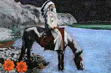Star Crop Eared Wolf, Sóót [Go to War], 2024, print with acrylic paint