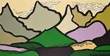Sikapinakii Low Horn, Niitsiistakiimistsi [Rocky Mountains], 2024, acrylic on wood board