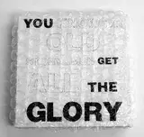 Tara Lynn MacDougall, You Get the Glory [after Ed Ruscha], 2022, acrylic, graphite, and bubble wrap on board