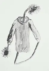Alison Yip, Untitled - Sunflower with Sweater, 2019, water mixable graphite on paper