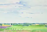 Darrell Bell, Green Hillside, 1987, watercolour on paper