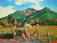 Nicholas J. Bott, Ranch in the Cascades, oil on canvas